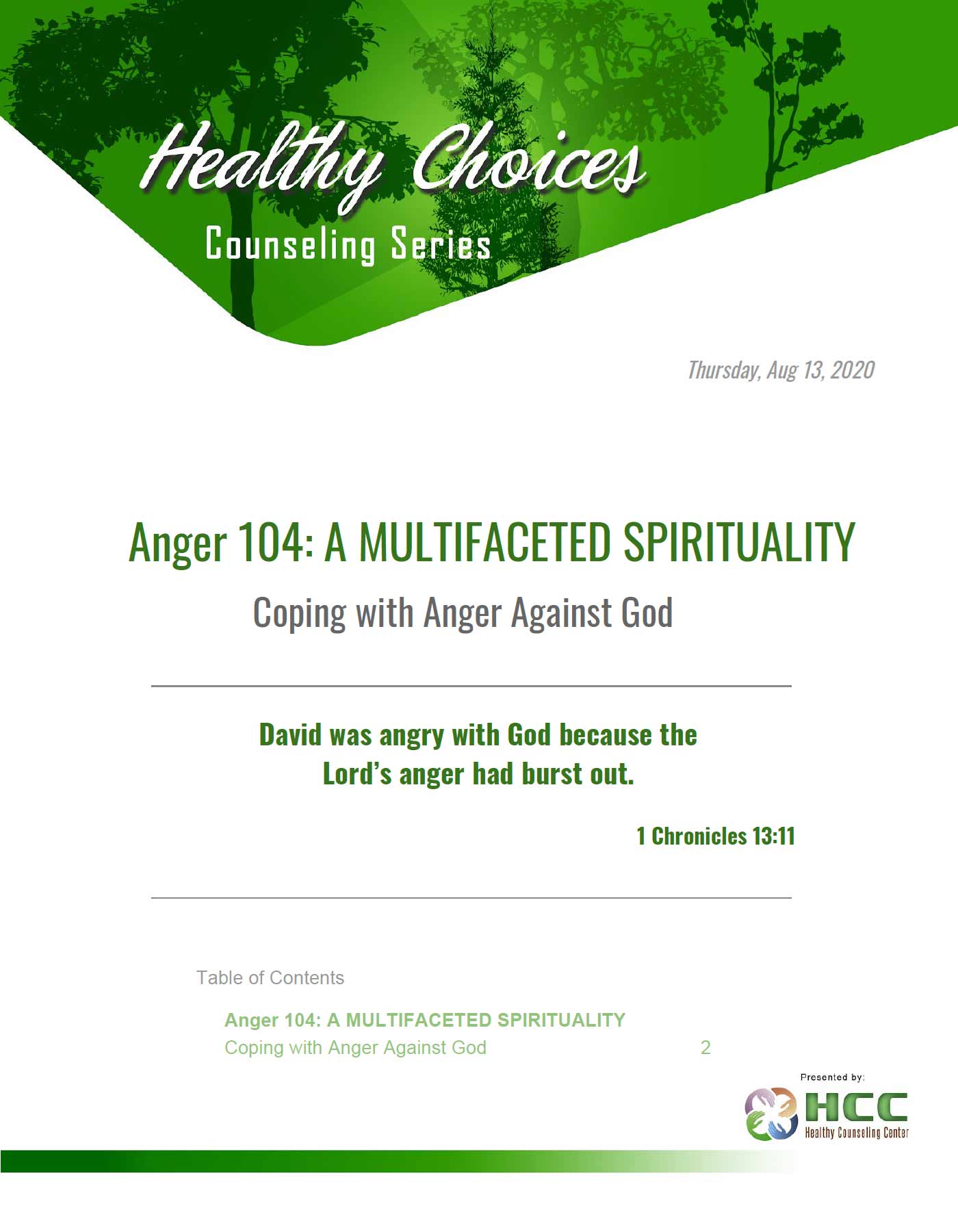 Anger 104: Coping with anger against God